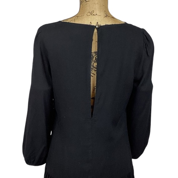 Anthropologie Meadow Rue Dress Drop Waist Minutiae Black - Picture 5 of 10